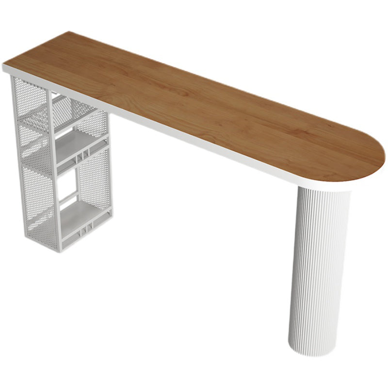 Contemporary Free Form Bar Stool Table Pine Wood Top Bar Table with Storage