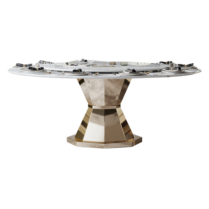 Mesa de comedor redonda Mesa de comedor tradicional de lujo con base de pedestal