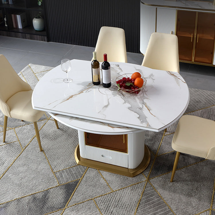 Mesa de comedor de pedestal redondo mesa de comedor de lujo tradicional con Draswer