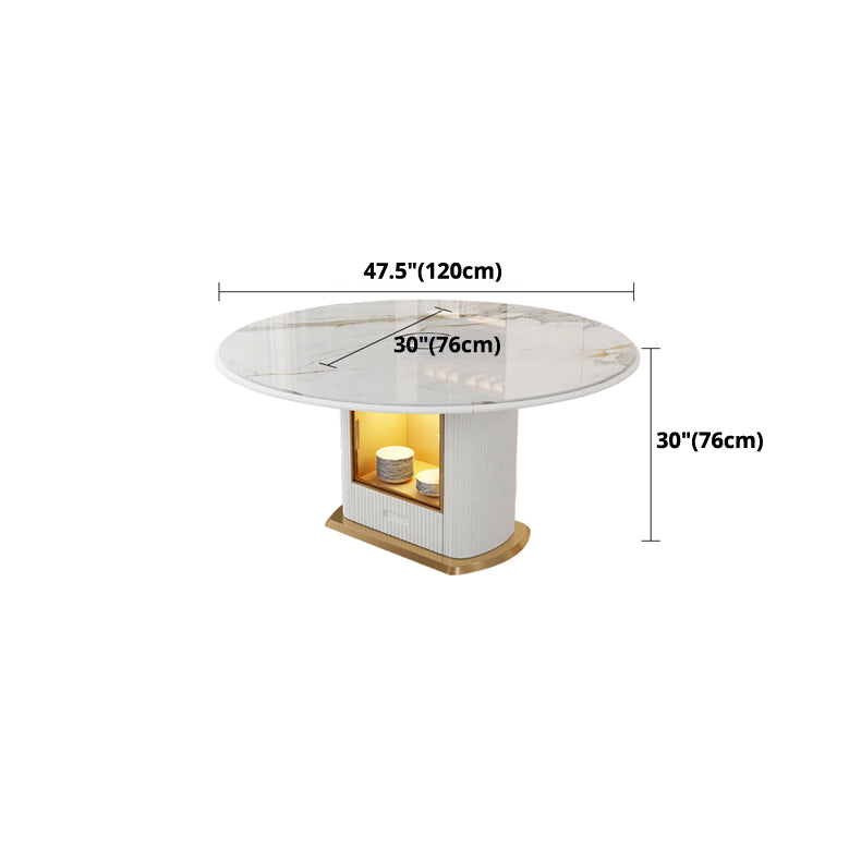 Mesa de comedor de pedestal redondo mesa de comedor de lujo tradicional con Draswer