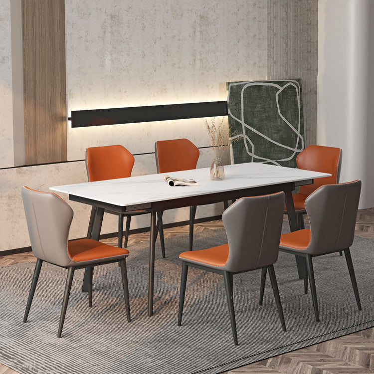 Contemporary Style Extendable Table Stone Rectangle Dining Table for Dining Room