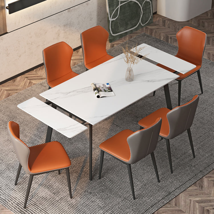 Contemporary Style Extendable Table Stone Rectangle Dining Table for Dining Room
