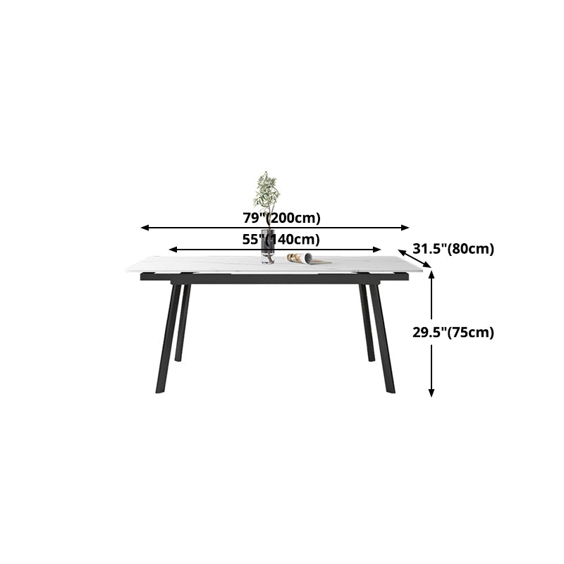 Contemporary Style Extendable Table Stone Rectangle Dining Table for Dining Room