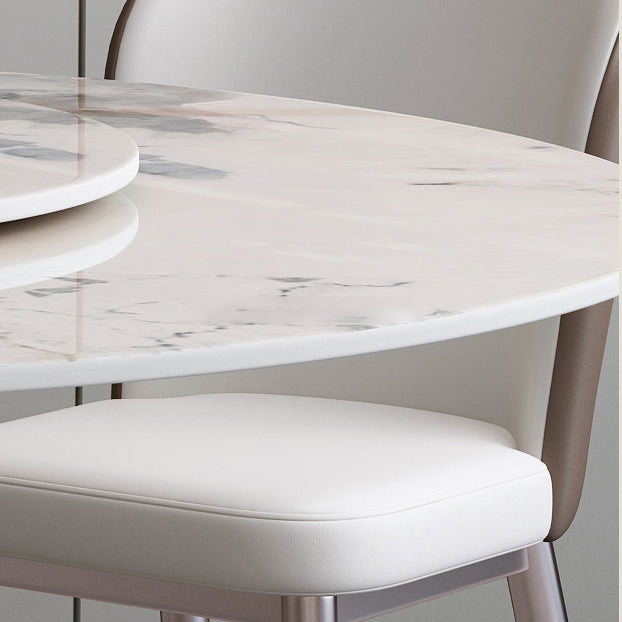 Colección de comedor de piedra con muebles redondos de lujo con plato giratorio