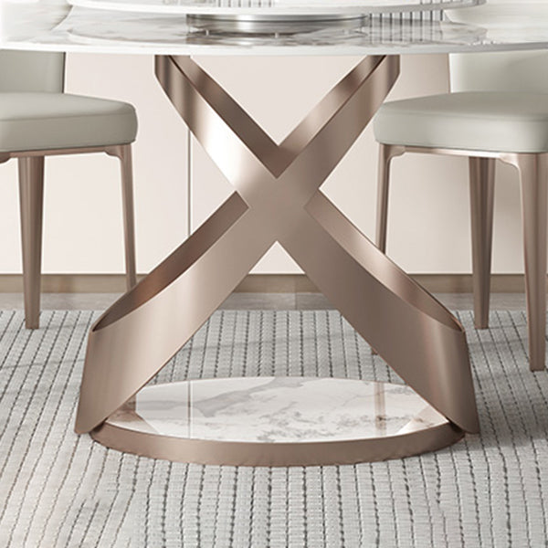 Colección de comedor de piedra con muebles redondos de lujo con plato giratorio