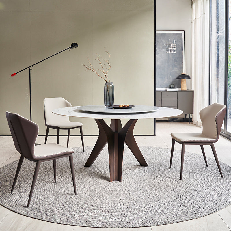 Stone Dining Table Simple Style Round Dining Site Table with Turntable