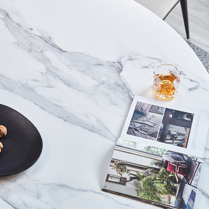 Stone Dining Table Simple Style Round Dining Site Table with Turntable