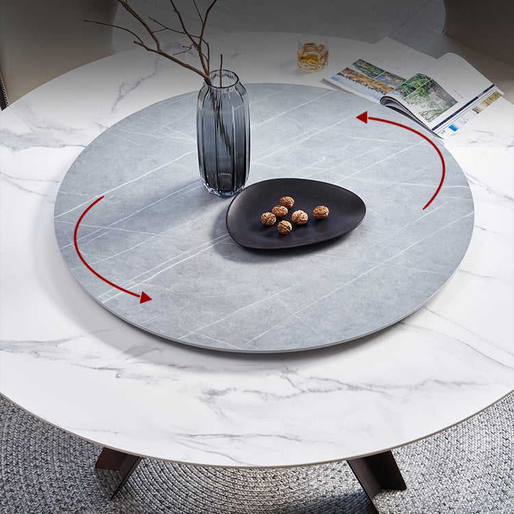 Stone Dining Table Simple Style Round Dining Site Table with Turntable