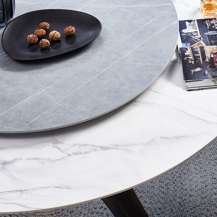 Stone Dining Table Simple Style Round Dining Site Table with Turntable