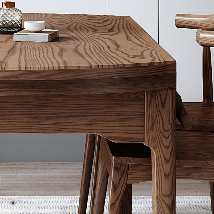 Moderner Stil Brauner Esstisch runden massiv Holz Esstisch mit 4 Beinen für Zuhause