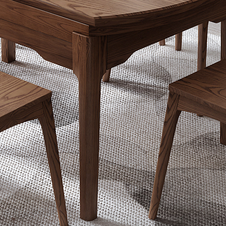 Moderner Stil Brauner Esstisch runden massiv Holz Esstisch mit 4 Beinen für Zuhause