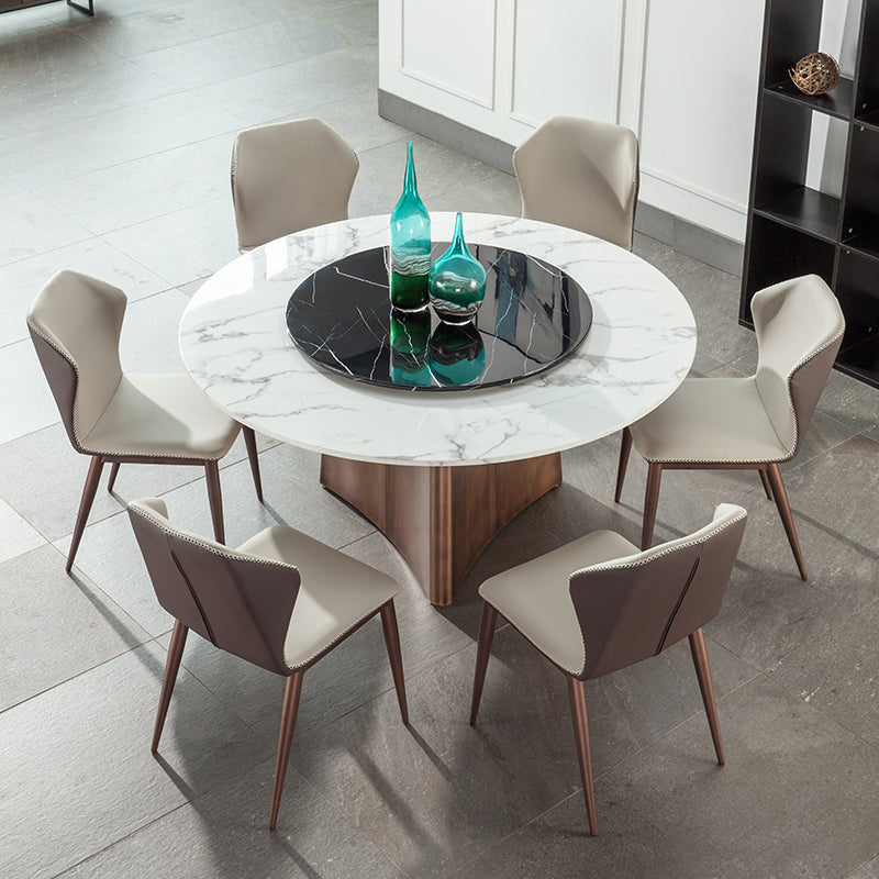 Stone Dining Table Traditional Luxury Round Dining Site Table with Pedestal Base