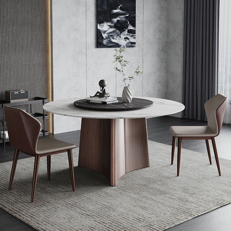 Stone Dining Table Traditional Luxury Round Dining Site Table with Pedestal Base