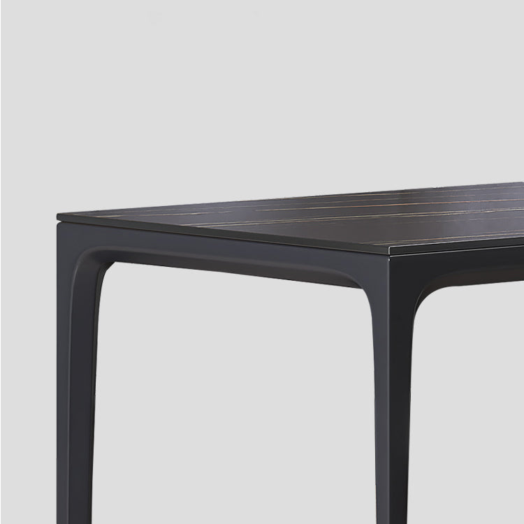 Mesa de comedor negra de estilo moderno, mesa rectangular de piedra sinterizada con 4 patas para cocina