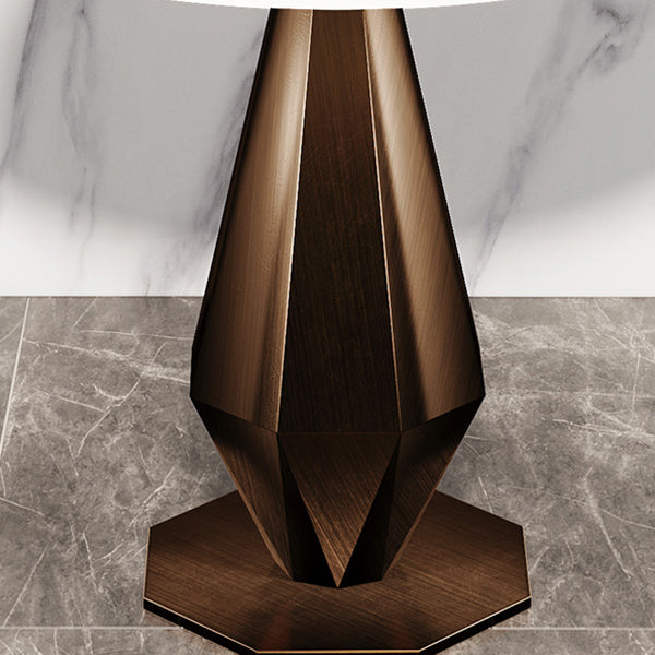 Mesa de comedor con base de pedestal de piedra, muebles redondos de lujo tradicionales