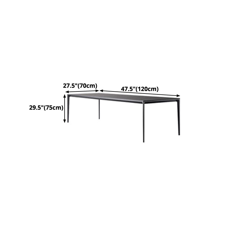 Mesa de comedor negra moderna, mesa de comedor rectangular de piedra sinterizada con 4 patas para cocina