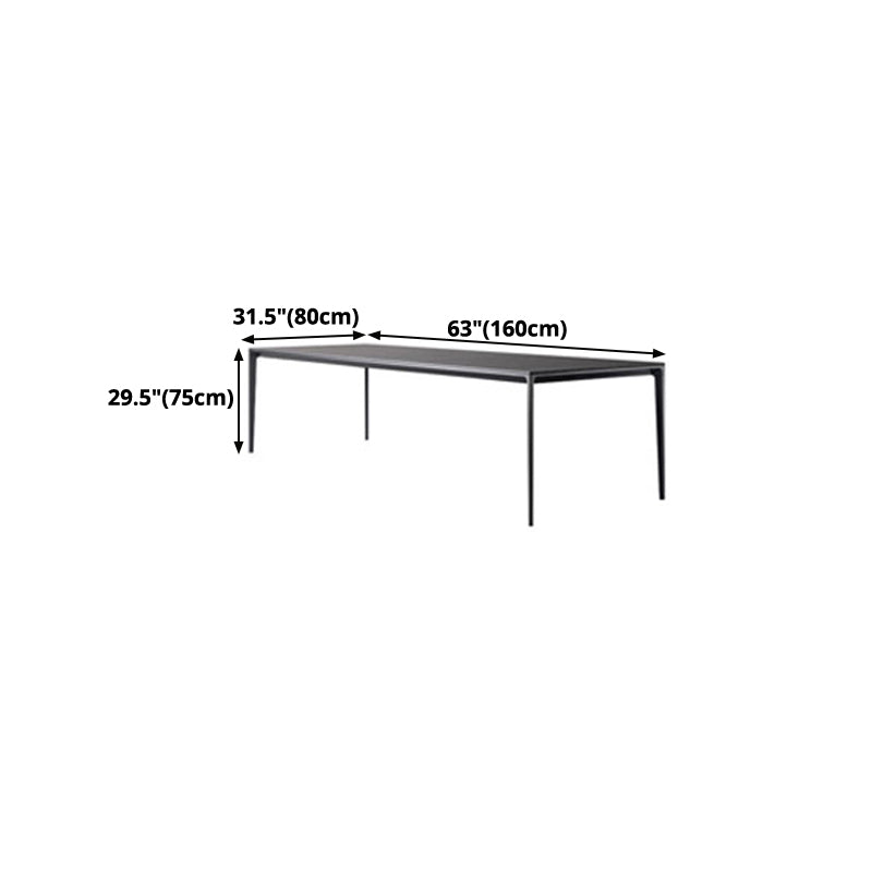 Mesa de comedor negra moderna, mesa de comedor rectangular de piedra sinterizada con 4 patas para cocina