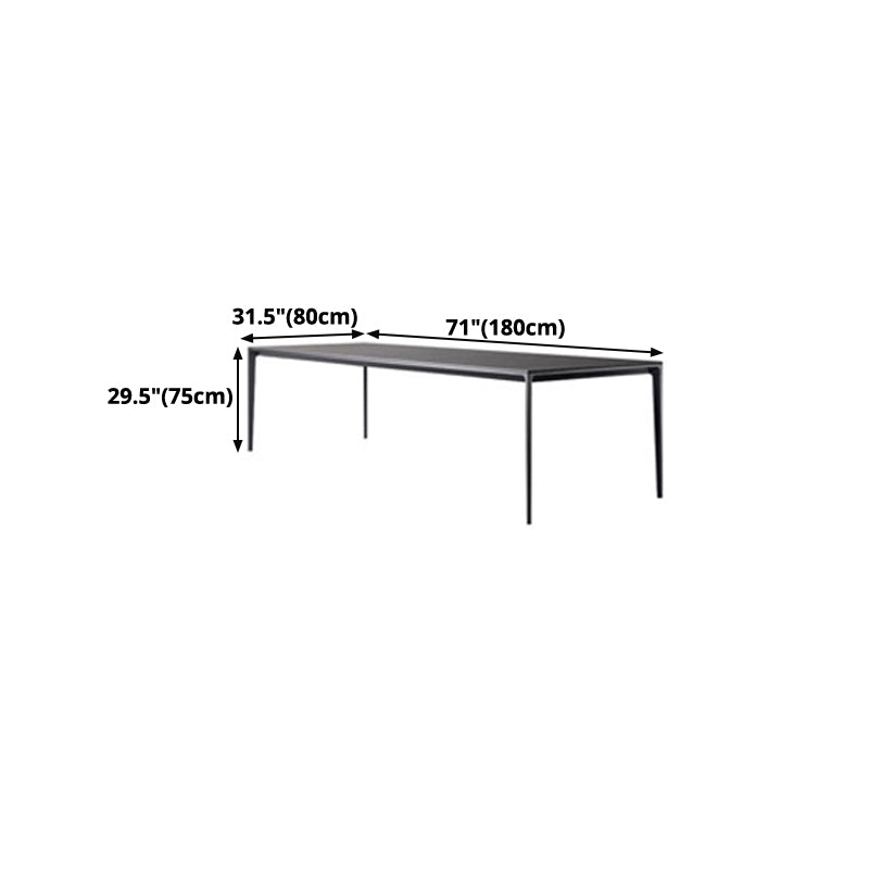 Mesa de comedor negra moderna, mesa de comedor rectangular de piedra sinterizada con 4 patas para cocina