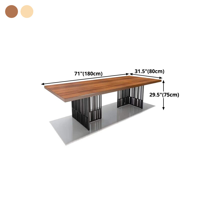 Metal Industrial Rectangle Dining Table Wood Top Indoor Table for Home