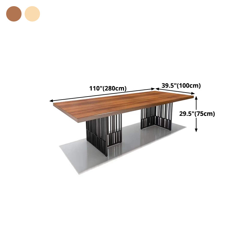 Metal Industrial Rectangle Dining Table Wood Top Indoor Table for Home