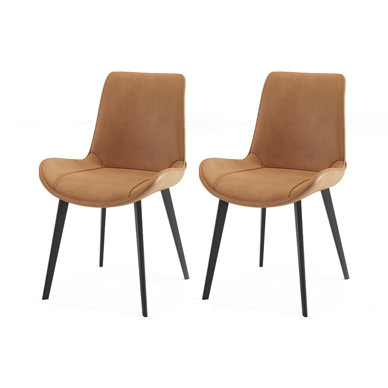 Contemporary Leather Restaurant Side Chair Solid Back Dining Chair