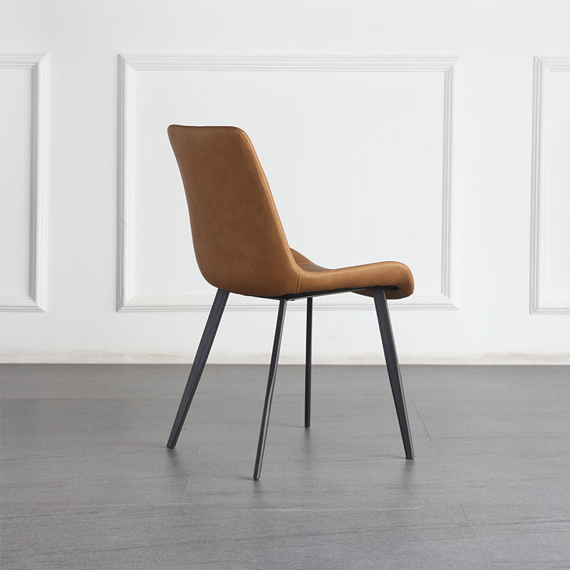 Contemporary Leather Restaurant Side Chair Solid Back Dining Chair
