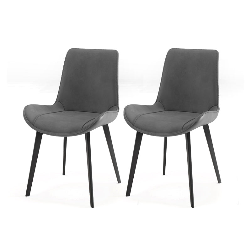 Contemporary Leather Restaurant Side Chair Solid Back Dining Chair