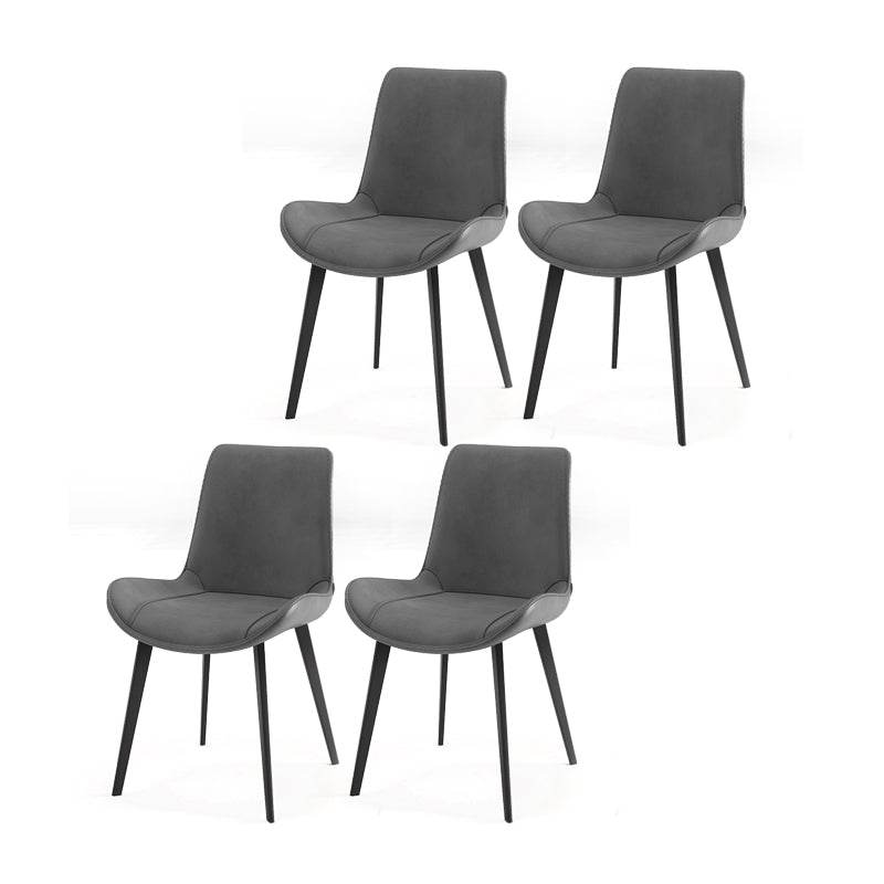 Contemporary Leather Restaurant Side Chair Solid Back Dining Chair
