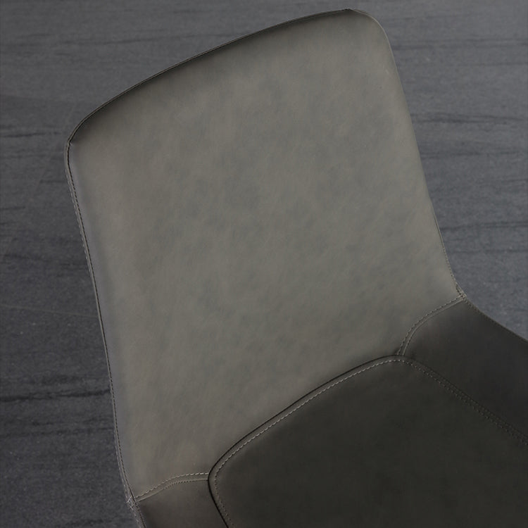 Contemporary Leather Restaurant Side Chair Solid Back Dining Chair