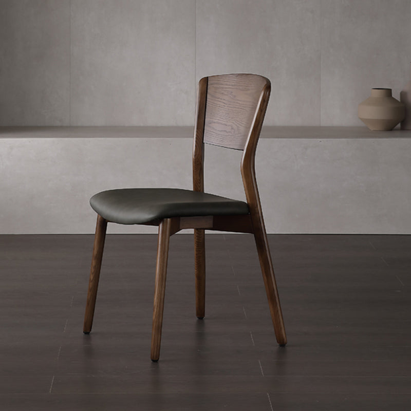 Silla lateral de comedor con respaldo abierto contemporáneo, sillas laterales de madera sin brazos con patas