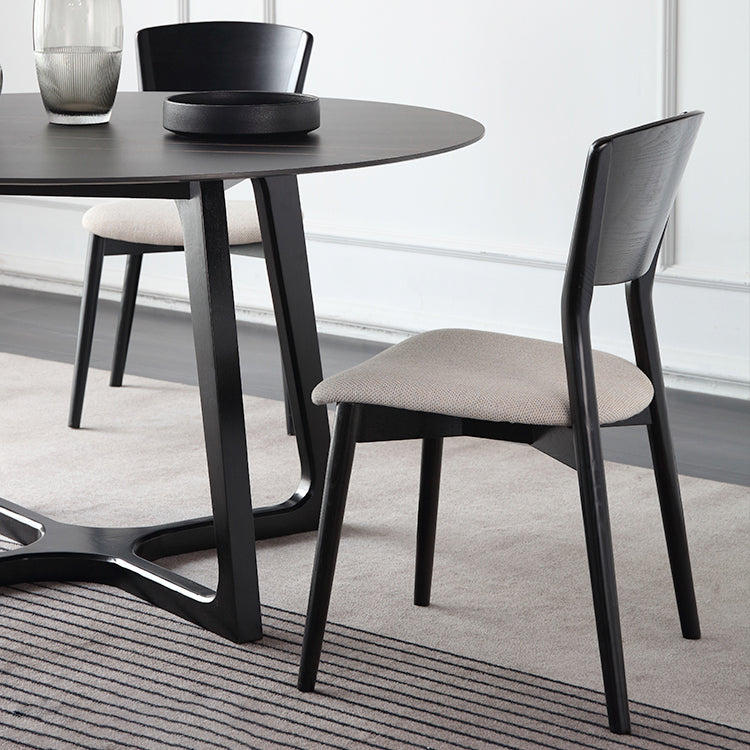 Silla lateral de comedor con respaldo abierto contemporáneo, sillas laterales de madera sin brazos con patas