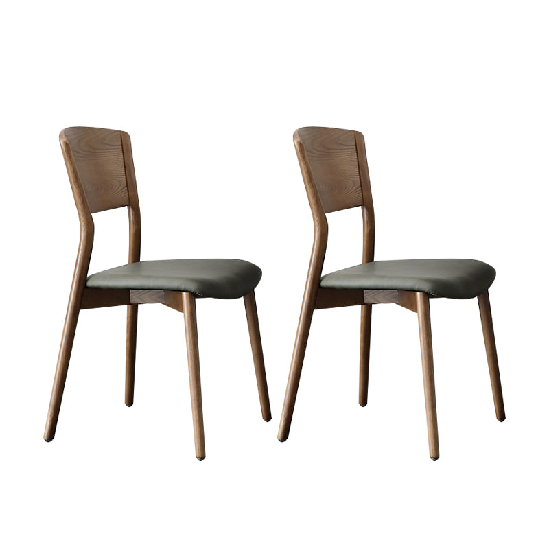 Silla lateral de comedor con respaldo abierto contemporáneo, sillas laterales de madera sin brazos con patas