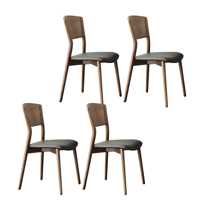 Silla lateral de comedor con respaldo abierto contemporáneo, sillas laterales de madera sin brazos con patas