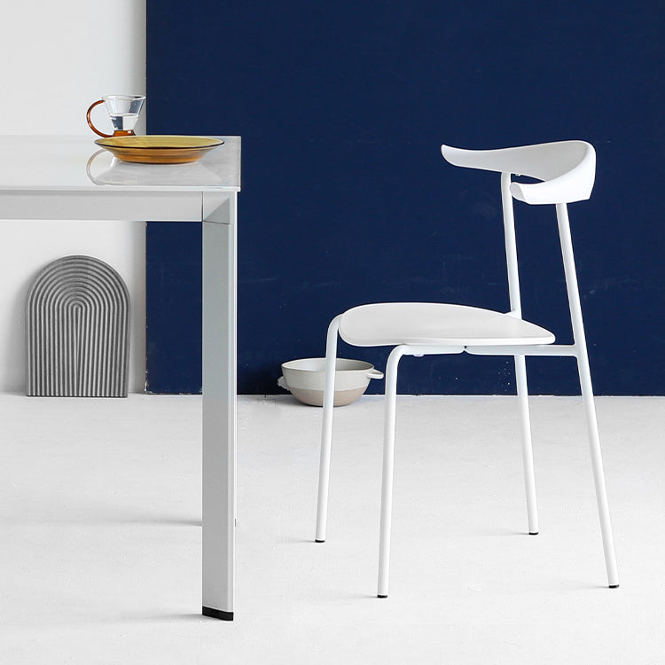 Open achterste armloze eetkamerstoelen industriële zijstoelen met metalen benen