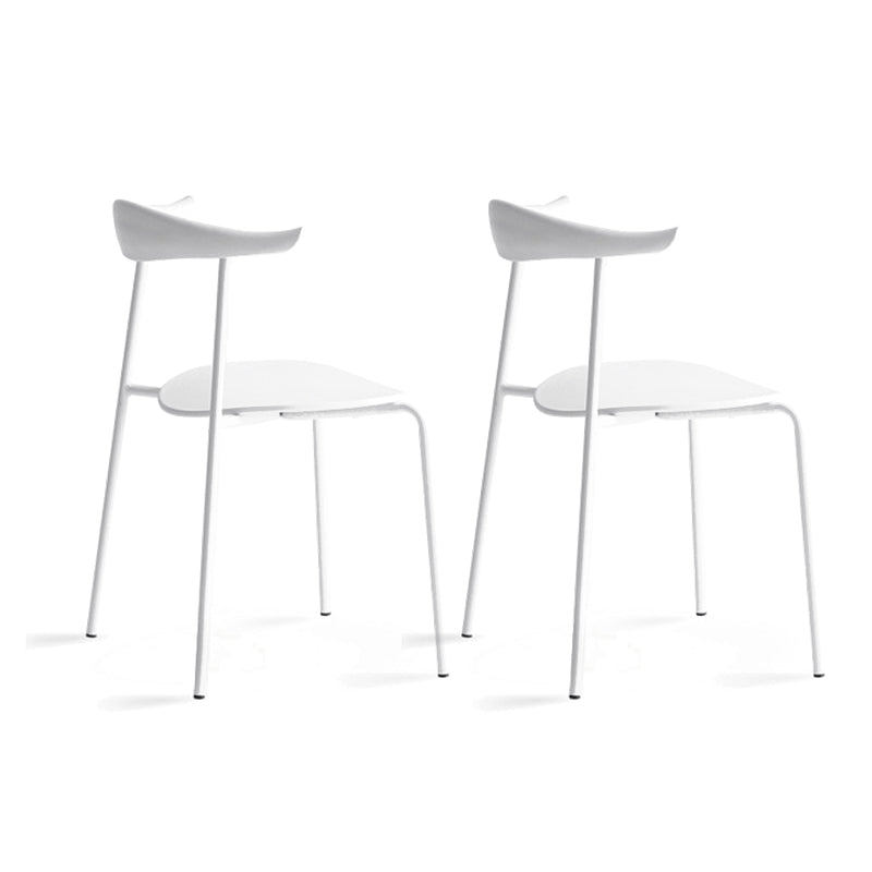 Open achterste armloze eetkamerstoelen industriële zijstoelen met metalen benen