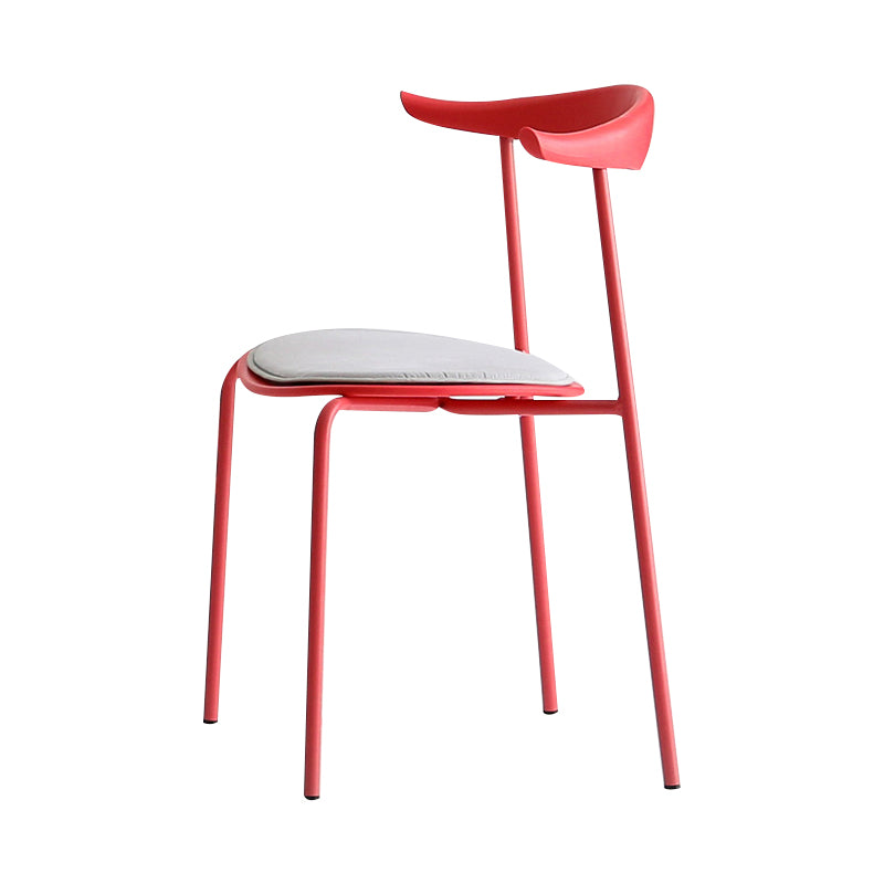 Open achterste armloze eetkamerstoelen industriële zijstoelen met metalen benen