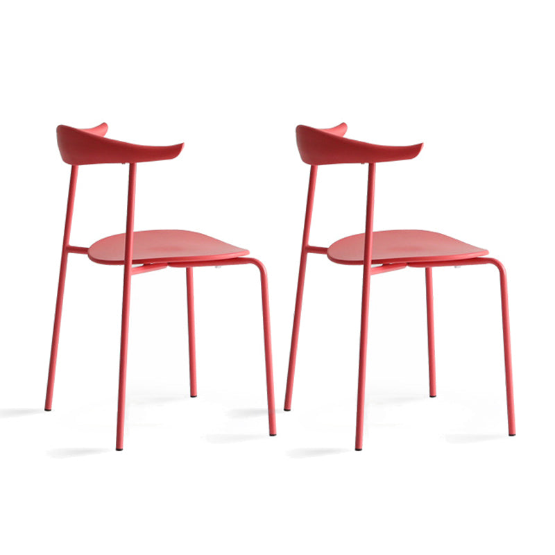 Open achterste armloze eetkamerstoelen industriële zijstoelen met metalen benen