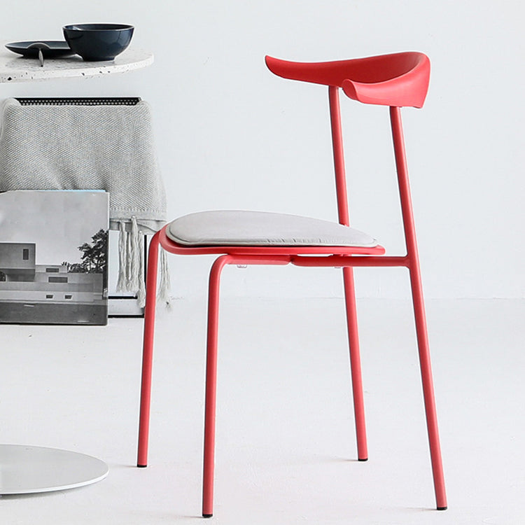 Open achterste armloze eetkamerstoelen industriële zijstoelen met metalen benen