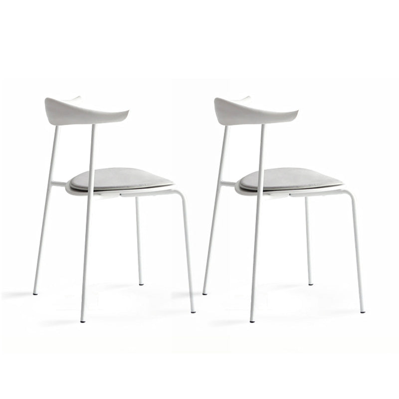 Open achterste armloze eetkamerstoelen industriële zijstoelen met metalen benen
