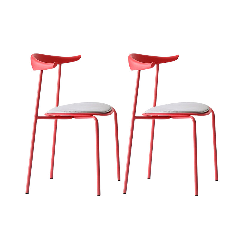 Open achterste armloze eetkamerstoelen industriële zijstoelen met metalen benen