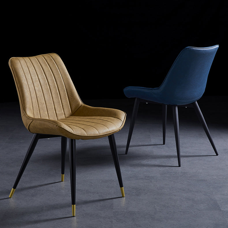 Sillas de comedor contemporáneas, sillas laterales de cocina sin brazos con patas de metal