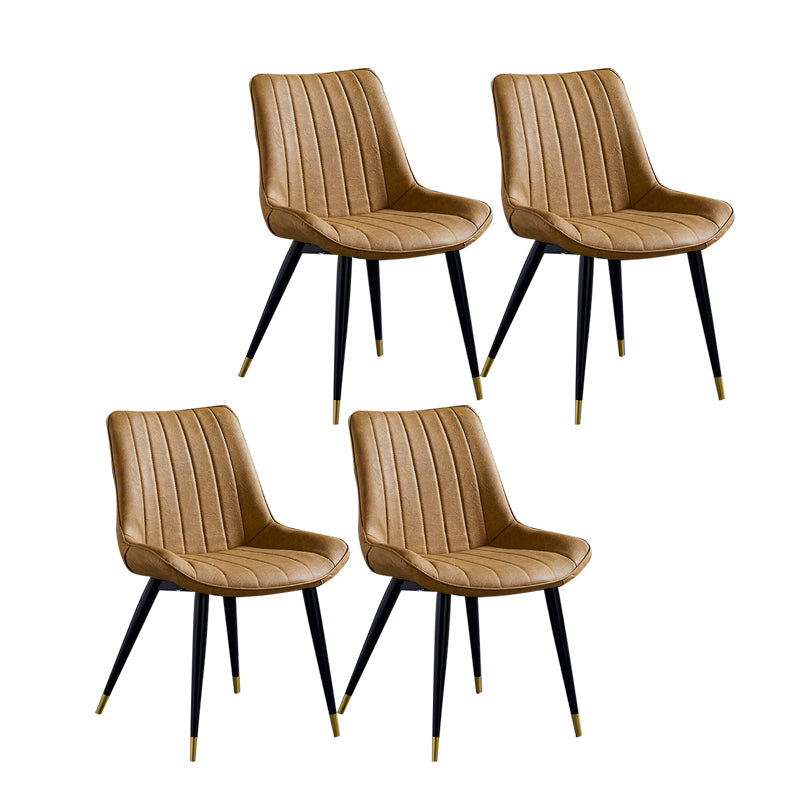 Sillas de comedor contemporáneas, sillas laterales de cocina sin brazos con patas de metal