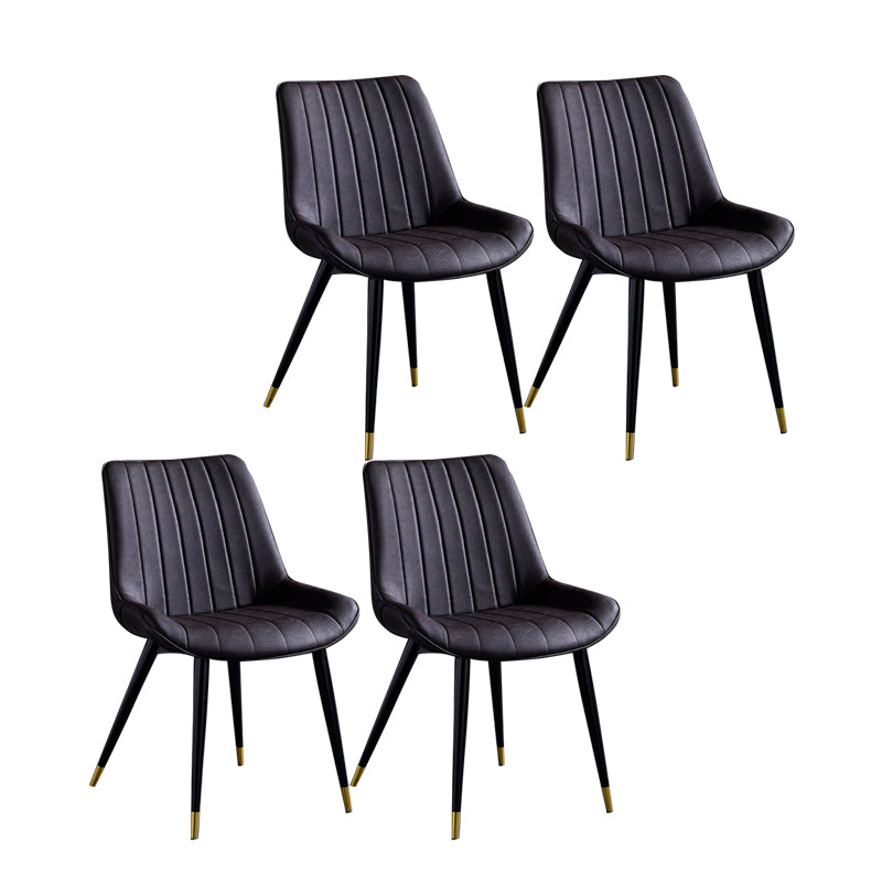 Sillas de comedor contemporáneas, sillas laterales de cocina sin brazos con patas de metal
