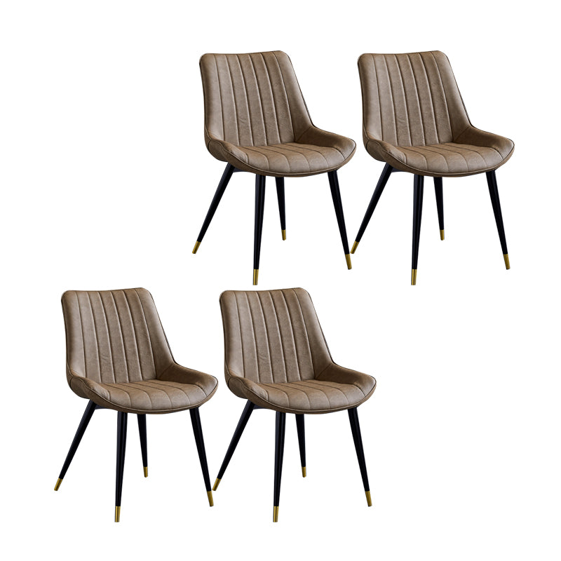 Sillas de comedor contemporáneas, sillas laterales de cocina sin brazos con patas de metal