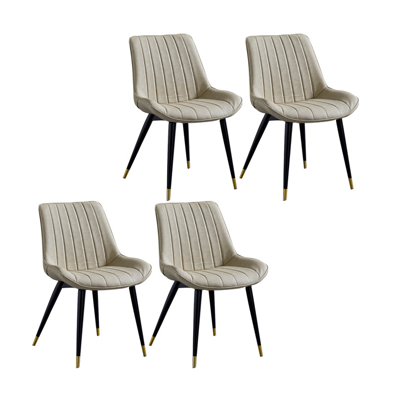 Sillas de comedor contemporáneas, sillas laterales de cocina sin brazos con patas de metal
