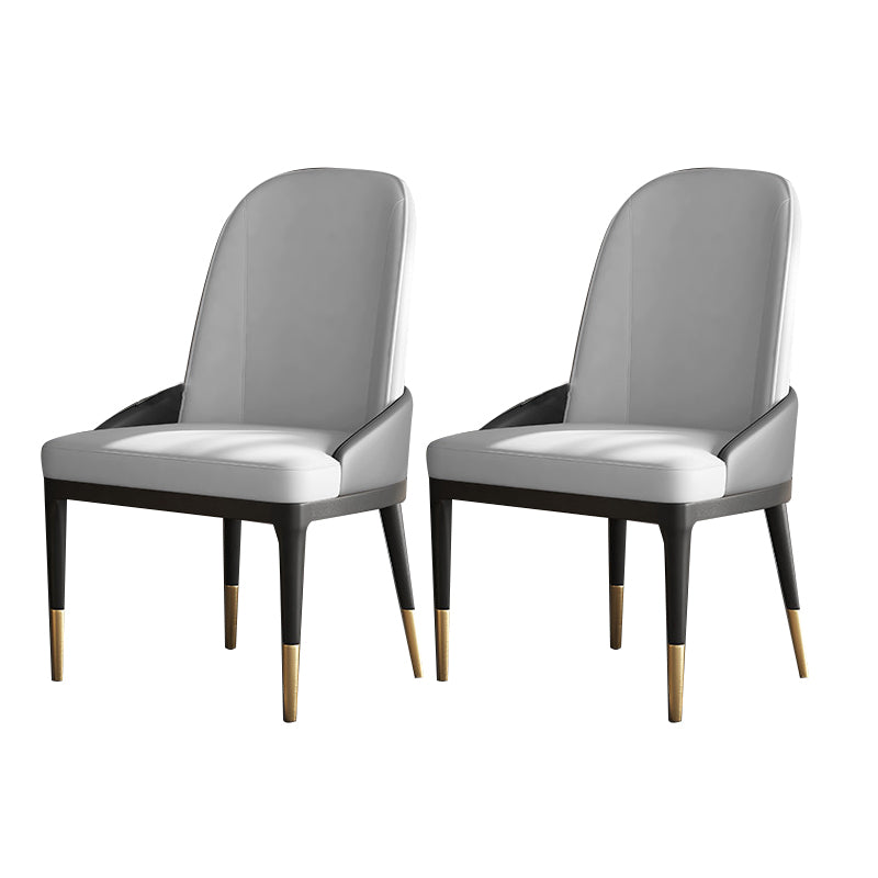 Sillas laterales con respaldo sólido sin brazos contemporáneo, sillas de comedor de cuero para el hogar
