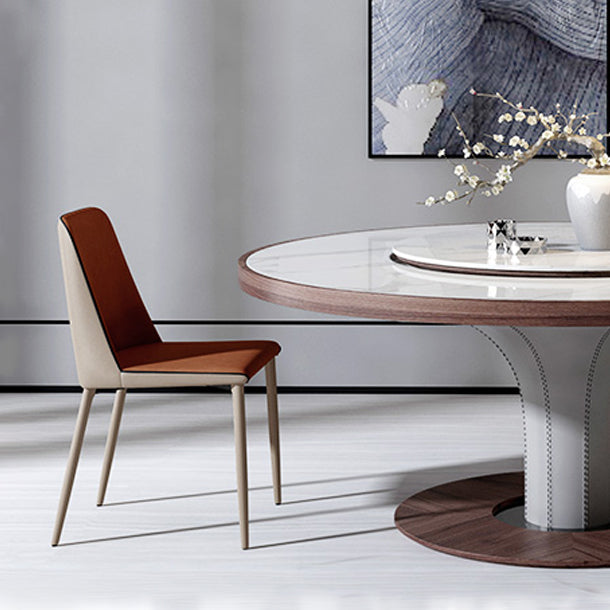 Sillas sin brazos con respaldo sólido contemporáneo, sillas de comedor de cuero para cocina