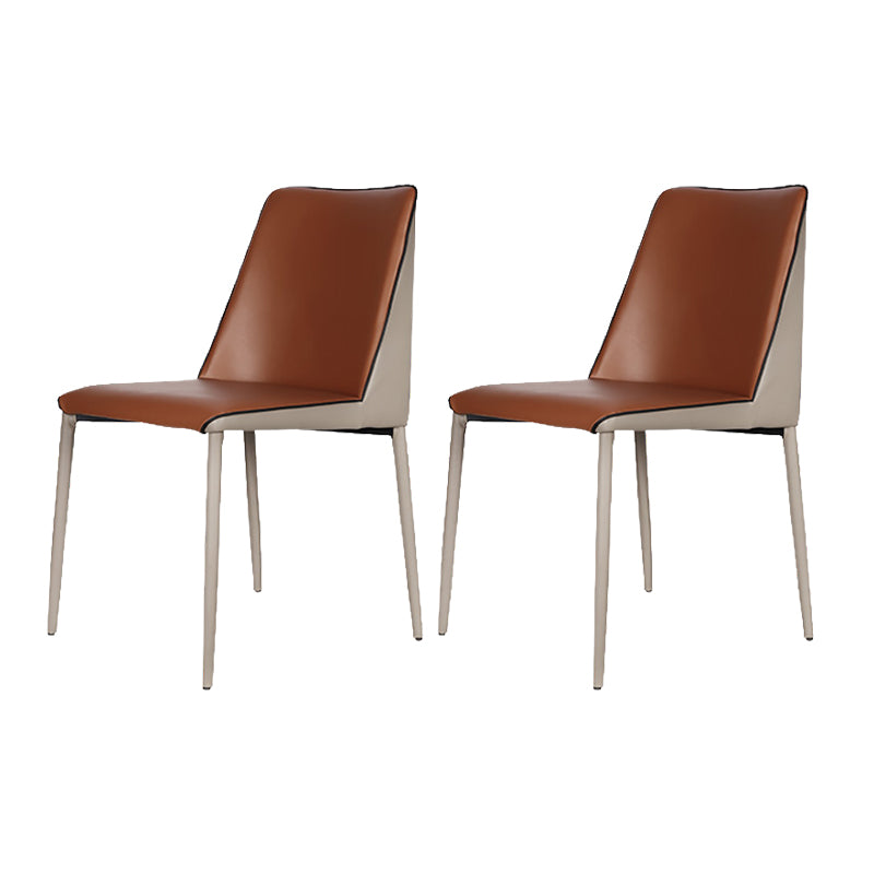 Sillas sin brazos con respaldo sólido contemporáneo, sillas de comedor de cuero para cocina