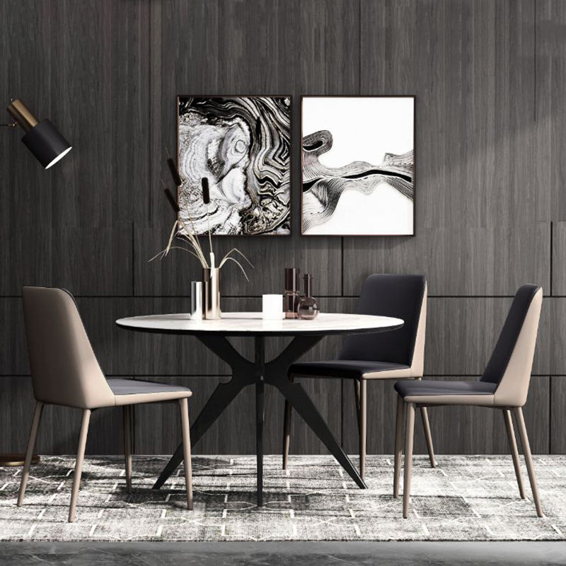 Sillas sin brazos con respaldo sólido contemporáneo, sillas de comedor de cuero para cocina