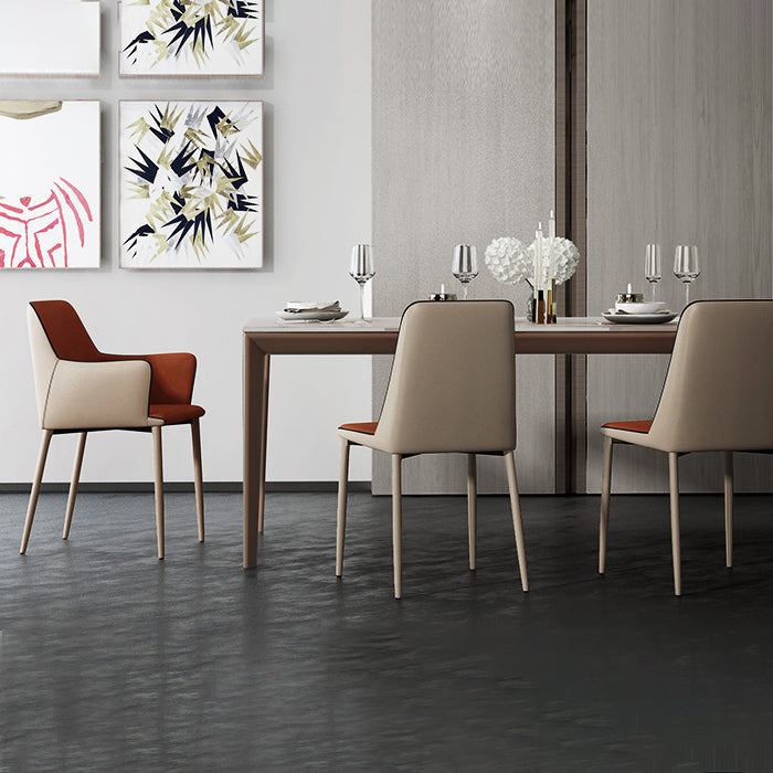 Sillas sin brazos con respaldo sólido contemporáneo, sillas de comedor de cuero para cocina